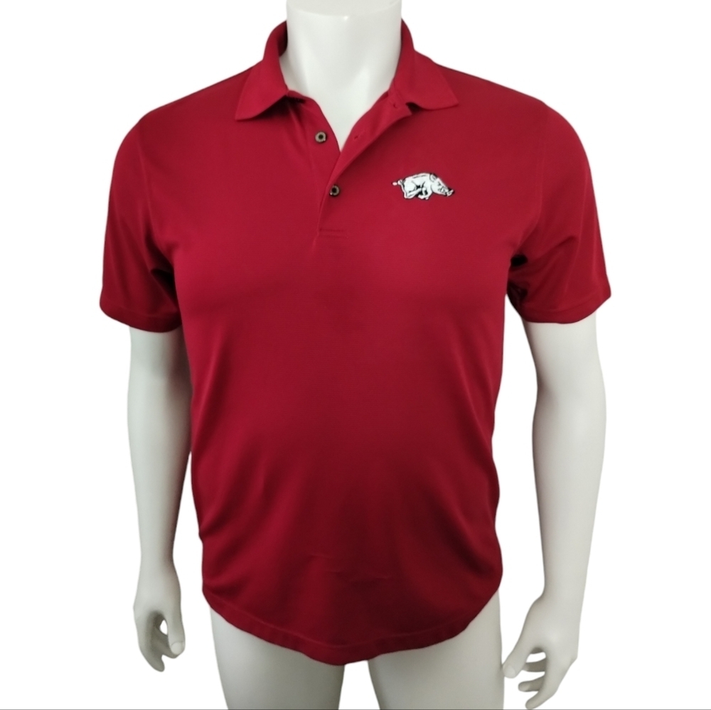 Arkansas Razorback Grand Slam Ribbed Men's size Large Maroon Polo